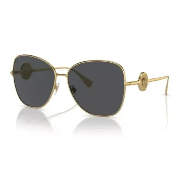 Versace Accessories - Versace VE2256 100287 60 Gold/ Dark Grey Women's Sunglasses